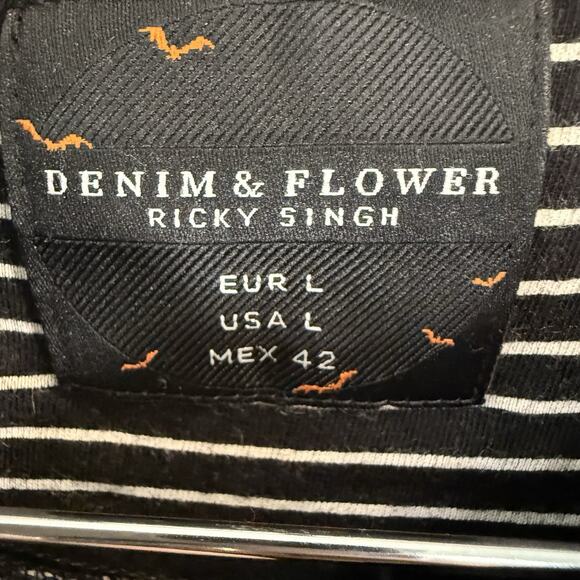 Denim And Flower Ricky Singh Black Ghost Tshirt‎ 100% Cotton Large Halloween - Picture 4 of 6